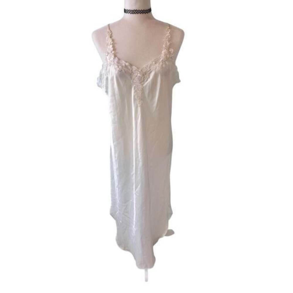 Vintage Dentelle White Lace Slip Dress - Size Large